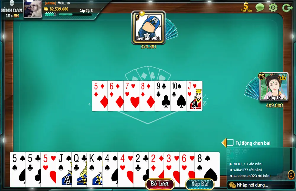 game bài tiến lên đếm lá hack